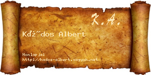 Kádos Albert névjegykártya